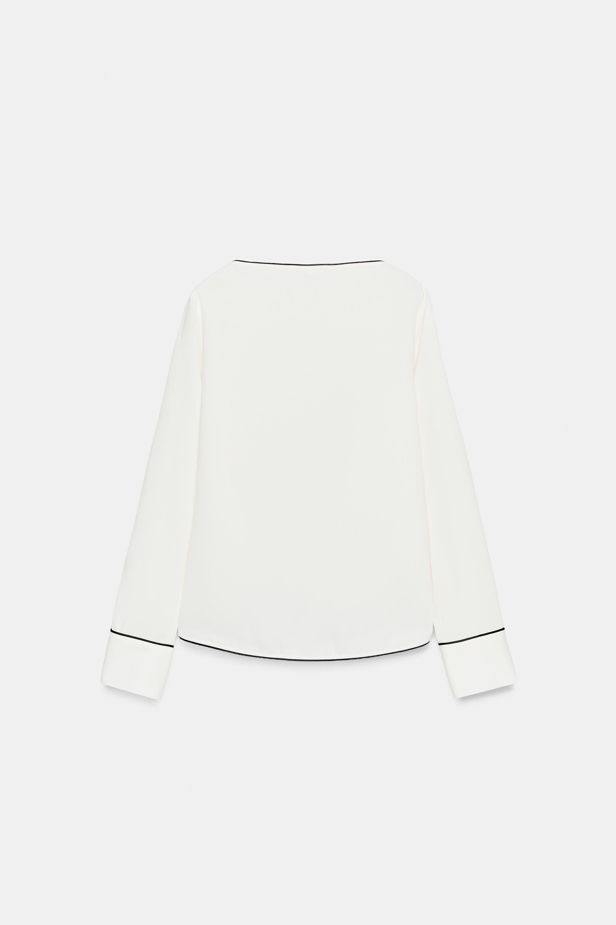 CONTRAST PIPING CREPE BLOUSE